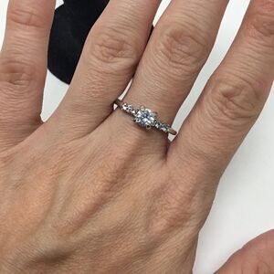 1/2 Carat Round Cut CZ 4-Prong Engagement Ring H15